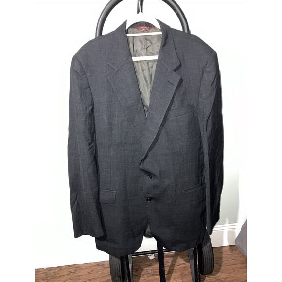 Botany‎ 500 Couture Wool Coat 46L Black Blazer, Solid 2 Button Jacket, Business - Picture 1 of 15